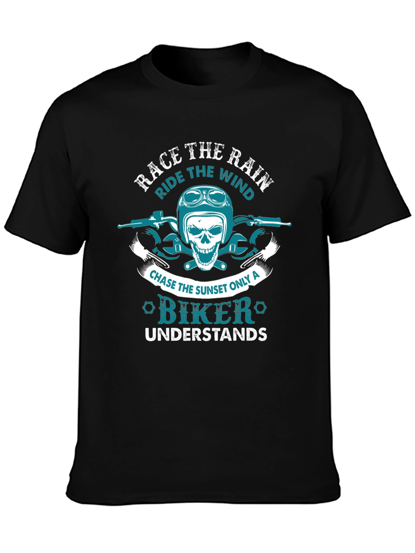 Biker T-Shirt: Race the Rain Ride the Wind