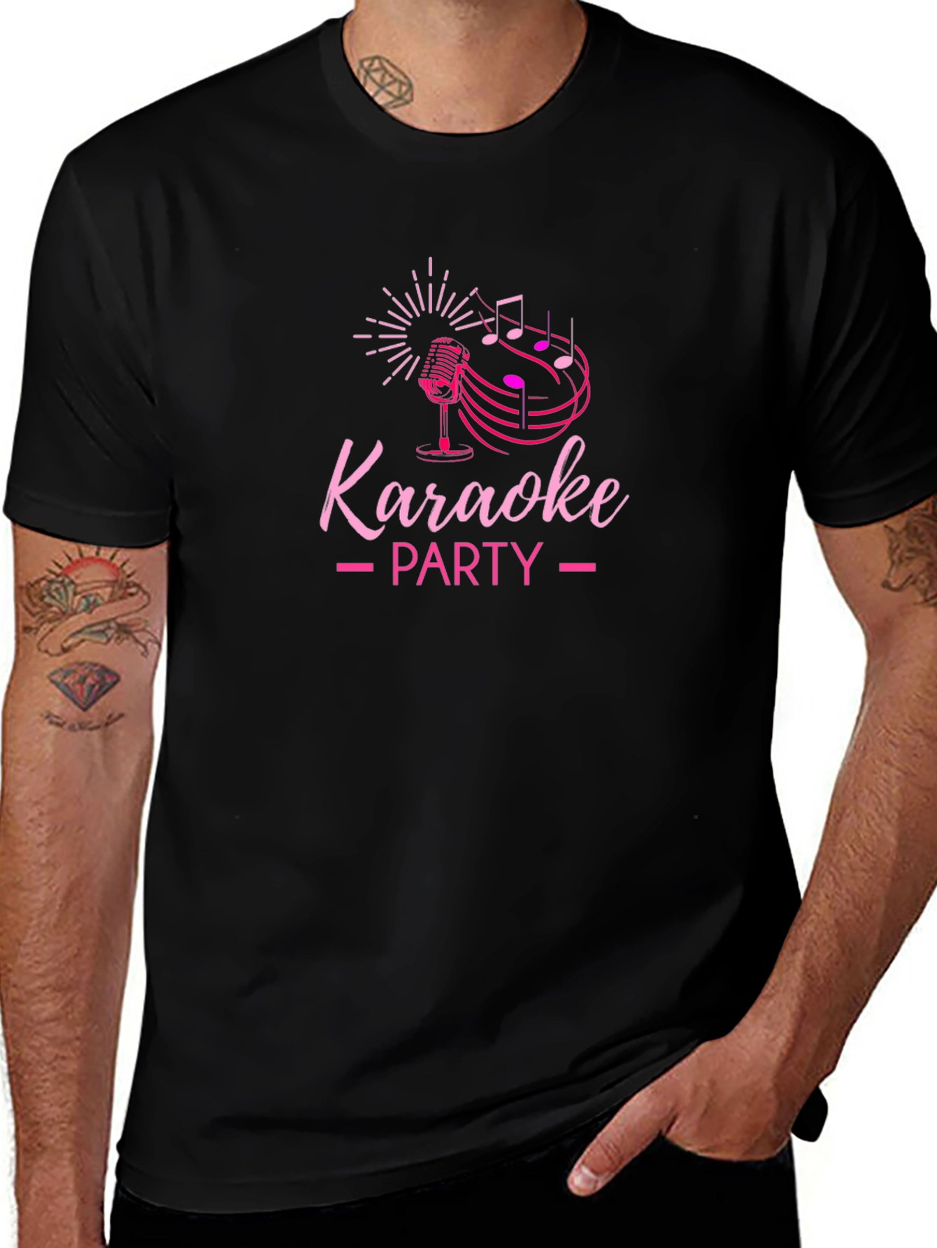 Karaoke Party Graphic Tee - Black Cotton T-Shirt