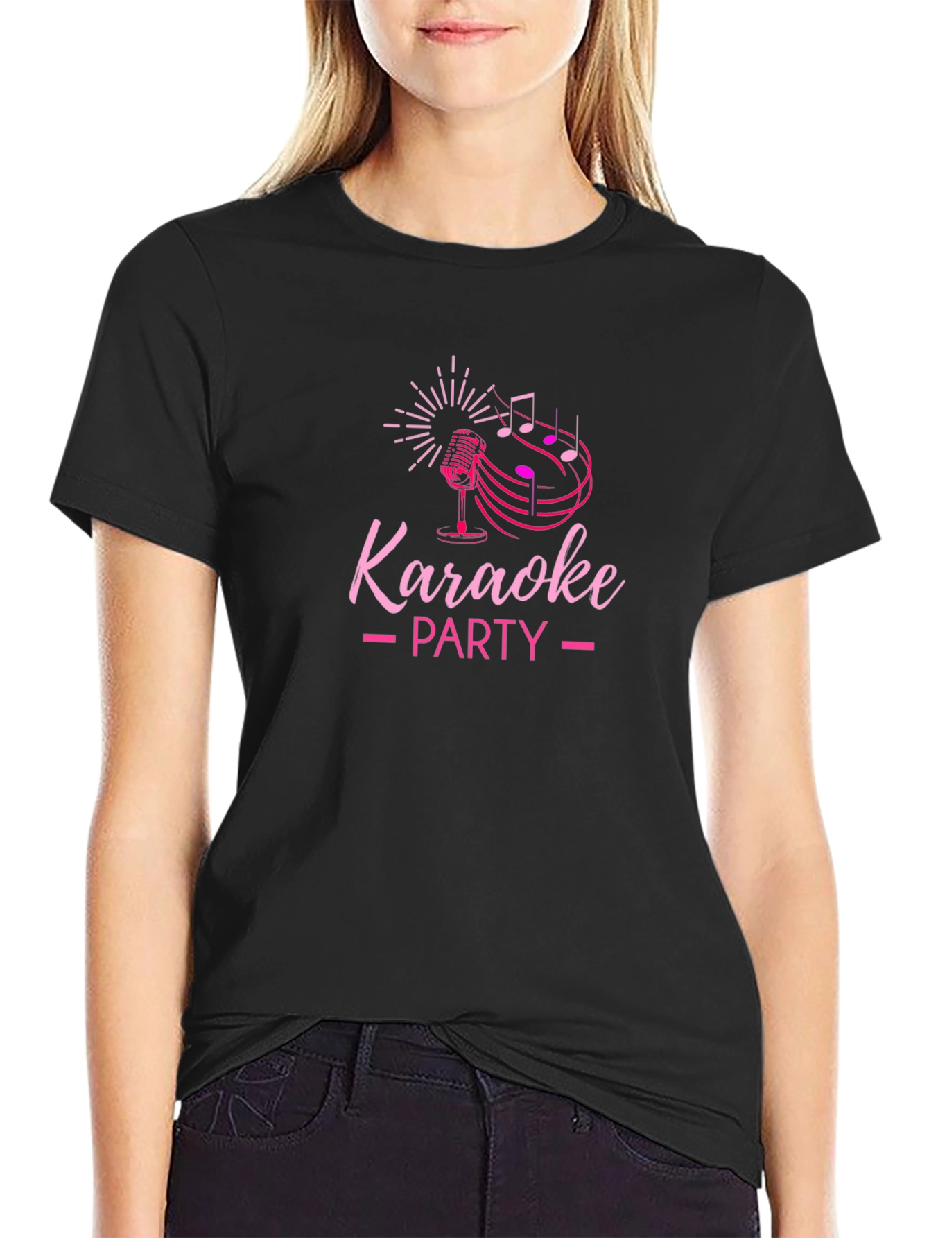 Karaoke Party Graphic Tee - Black Cotton T-Shirt
