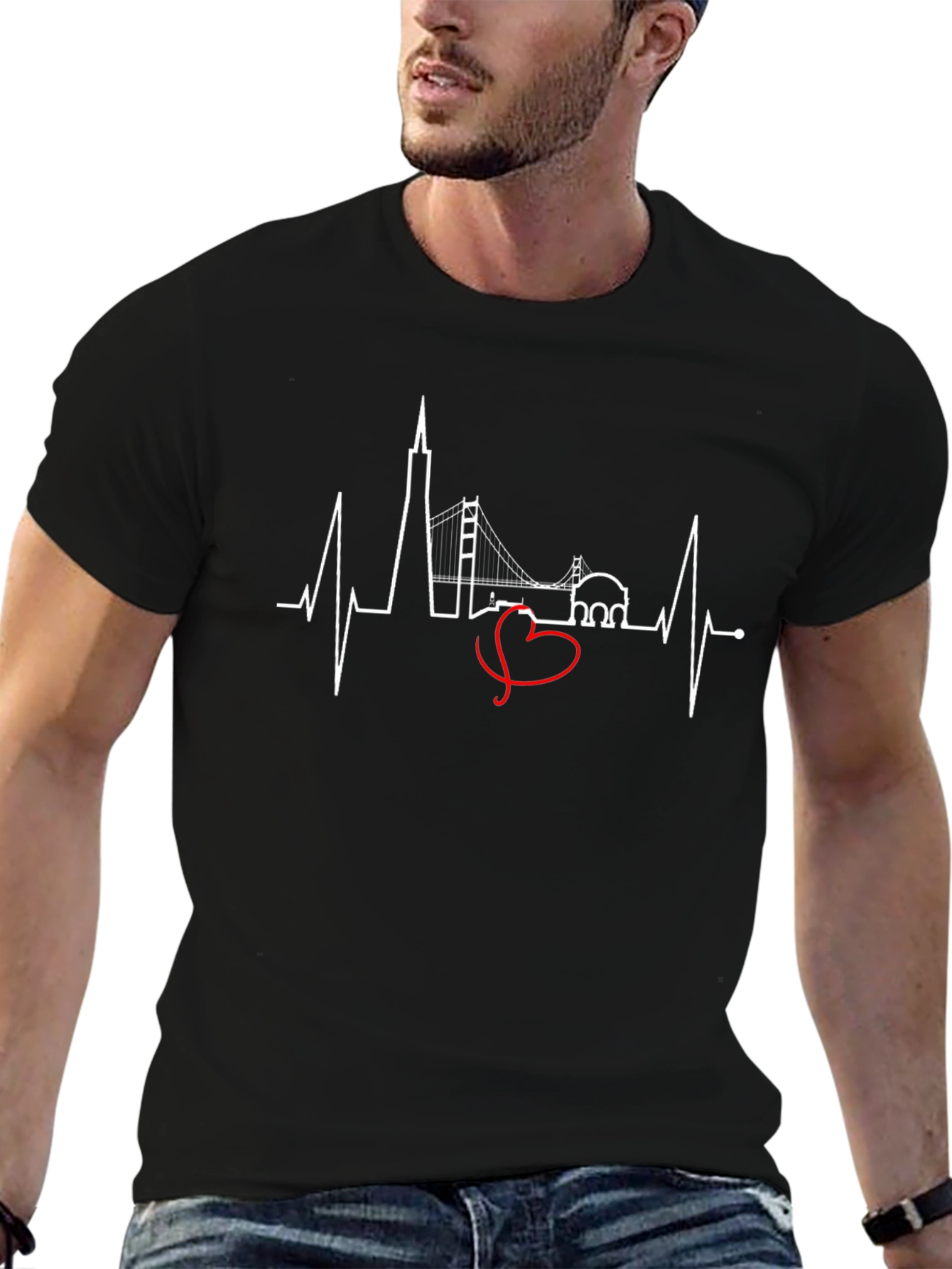 San Francisco Skyline Heartbeat T-Shirt