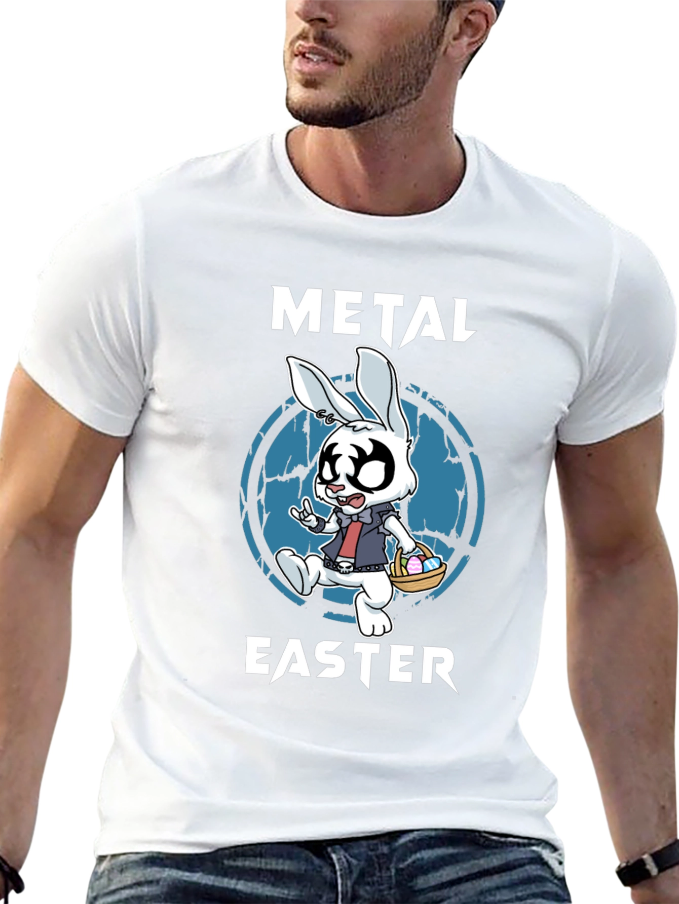 Metal Easter Bunny T-Shirt - Rock and Roll Easter