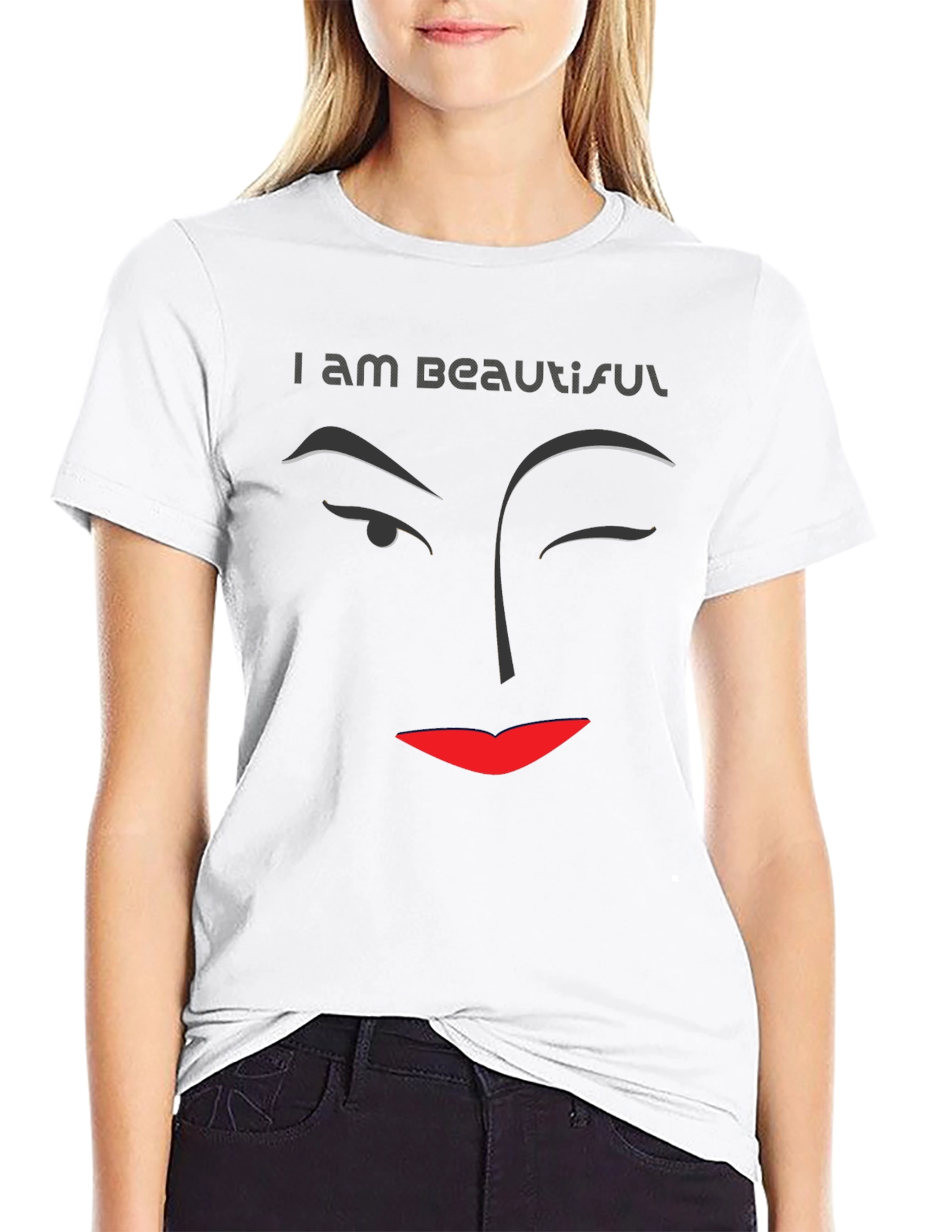 I am Beautiful Graphic Print Black T-Shirt
