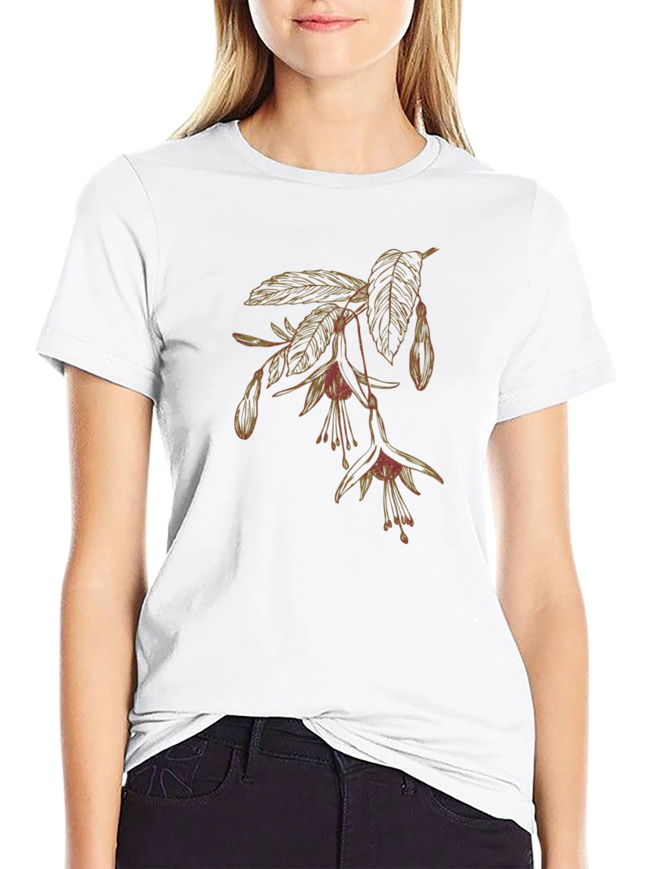 Floral Print T-Shirt - Classic Black Tee