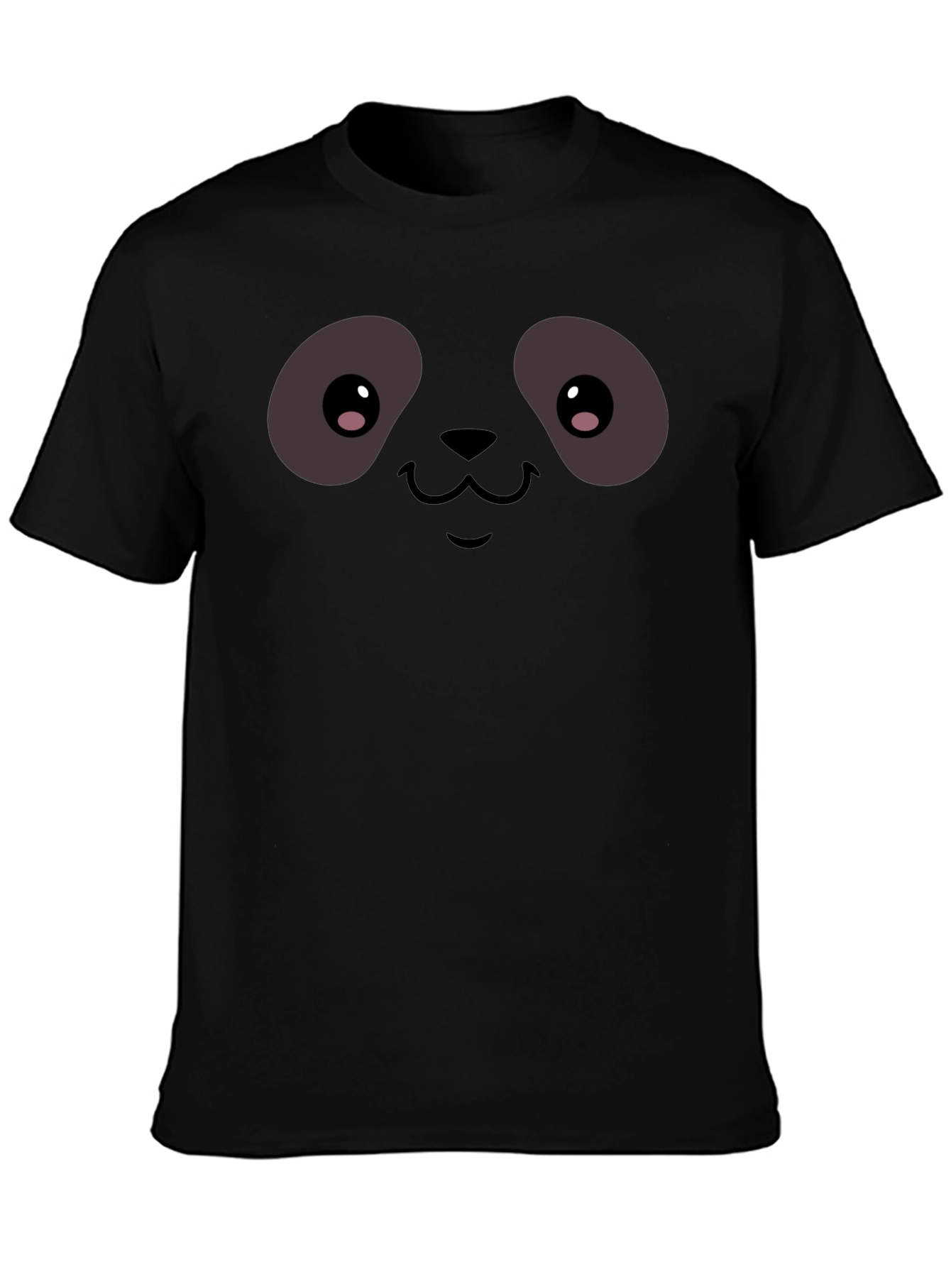 Cute Panda Face Graphic T-Shirt - Black