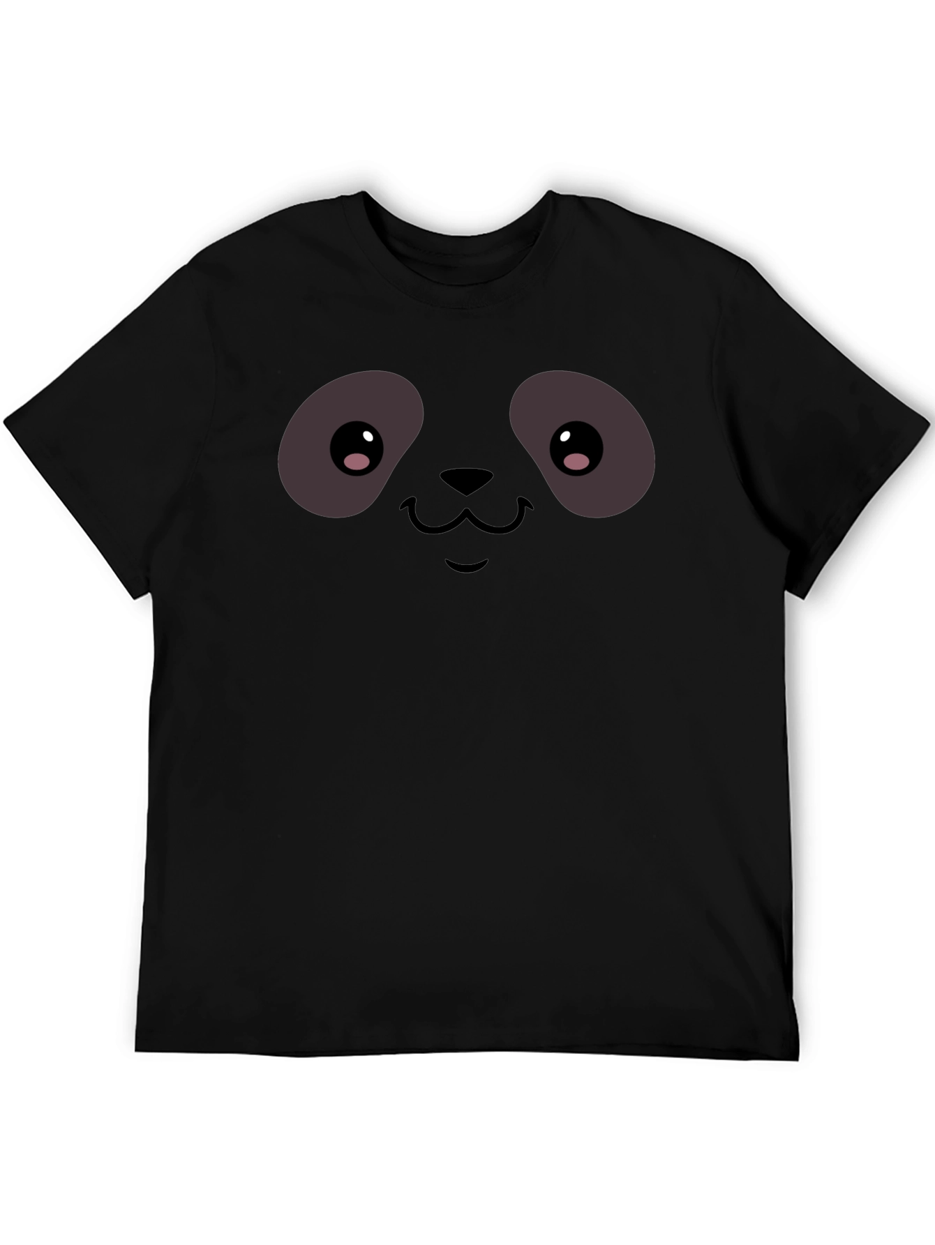 Cute Panda Face Graphic T-Shirt - Black