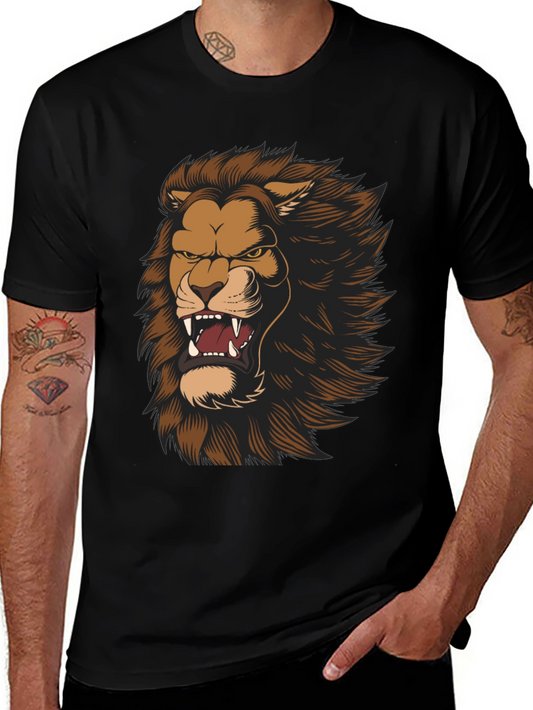 Lion Graphic Print Black T-Shirt