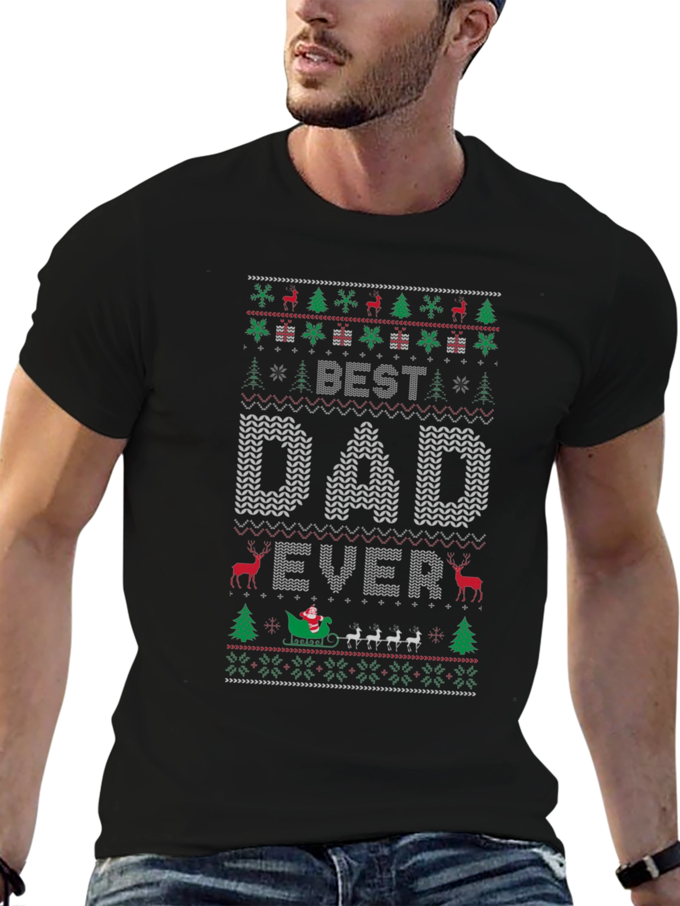 Best Dad Ever Christmas Sweater T-Shirt