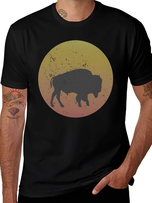 Bison Silhouette Graphic T-Shirt - Black