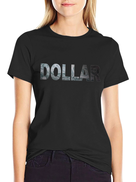 Dollar Bill Graphic Print Black T-Shirt