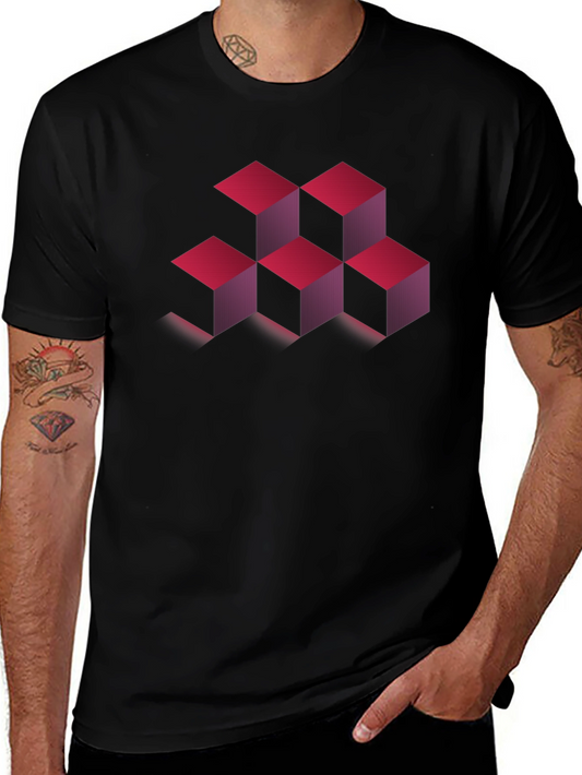 Geometric Cube Design T-Shirt - Modern Style