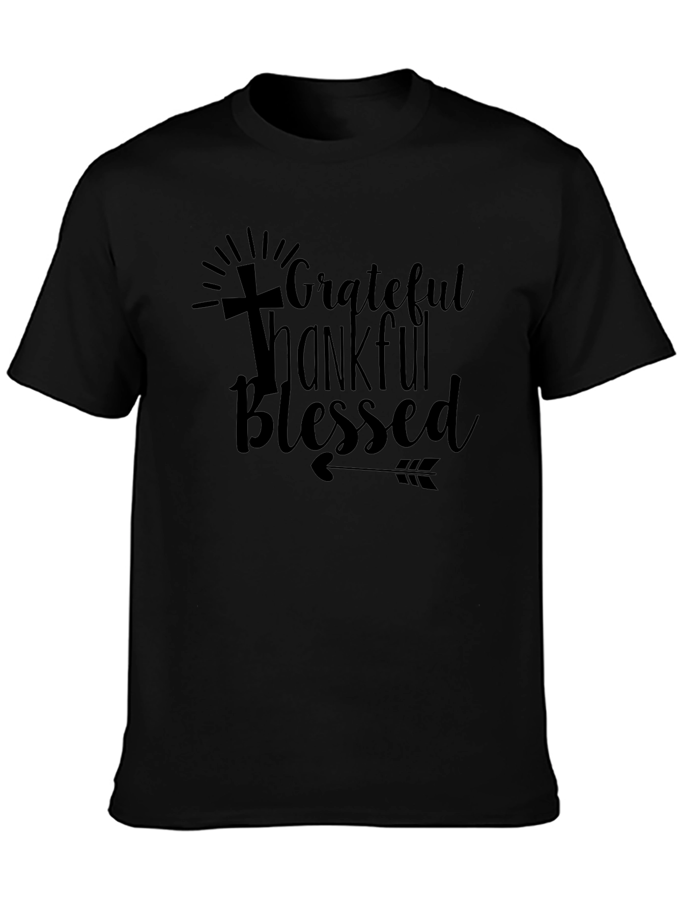 Grateful Thankful Blessed Graphic Tee - Black