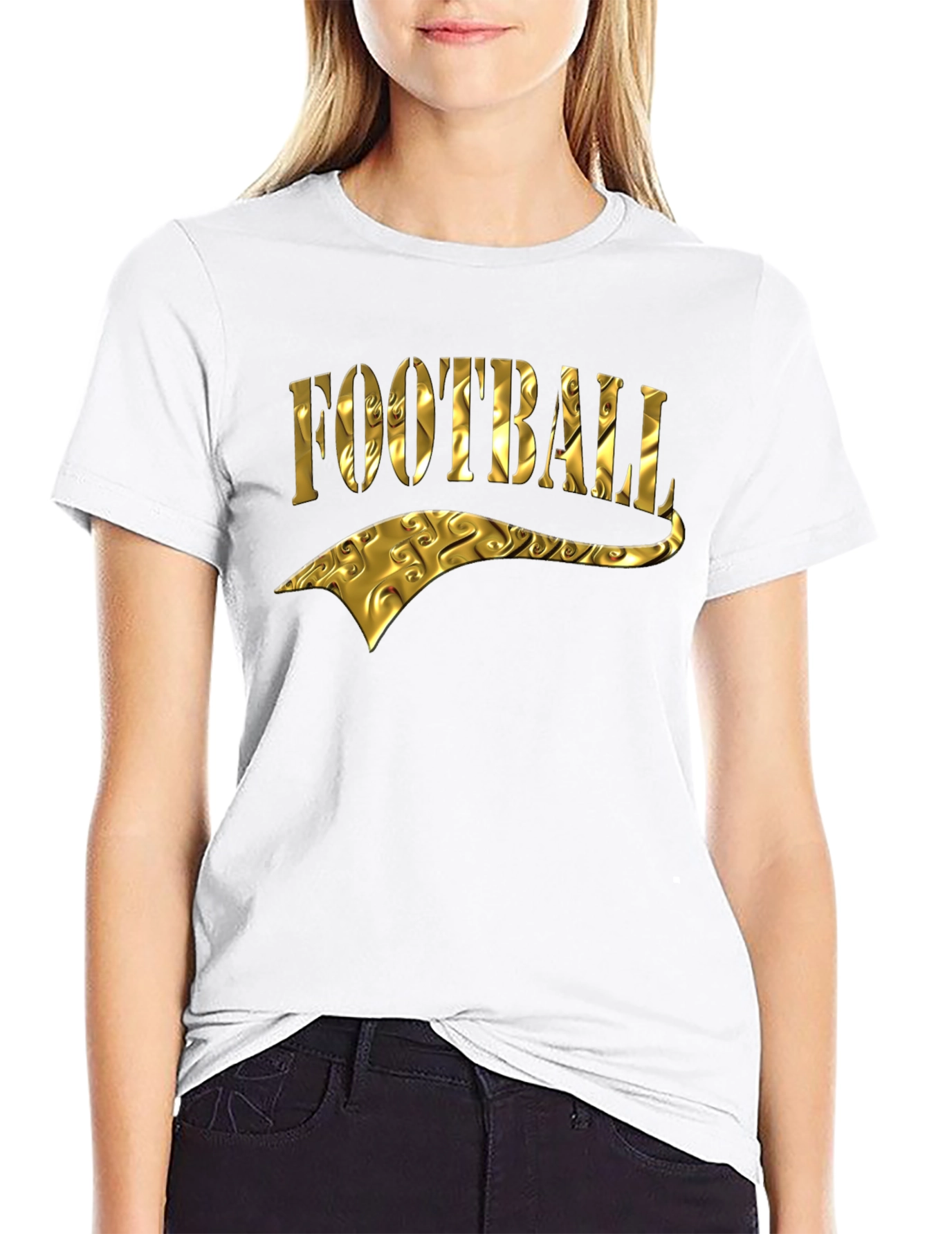 Golden Football Graphic Tee - Black