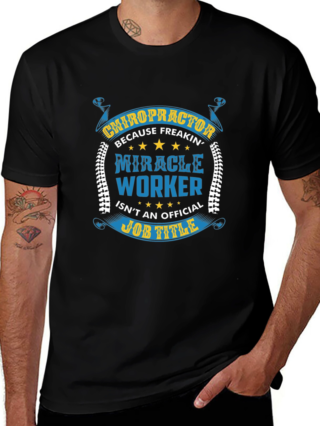Chiropractor Miracle Worker Black T-Shirt