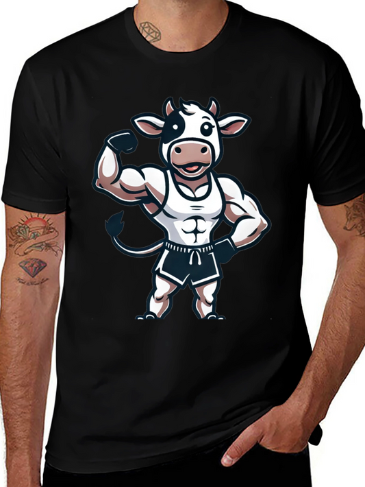 Funny Muscled Cow Graphic T-Shirt