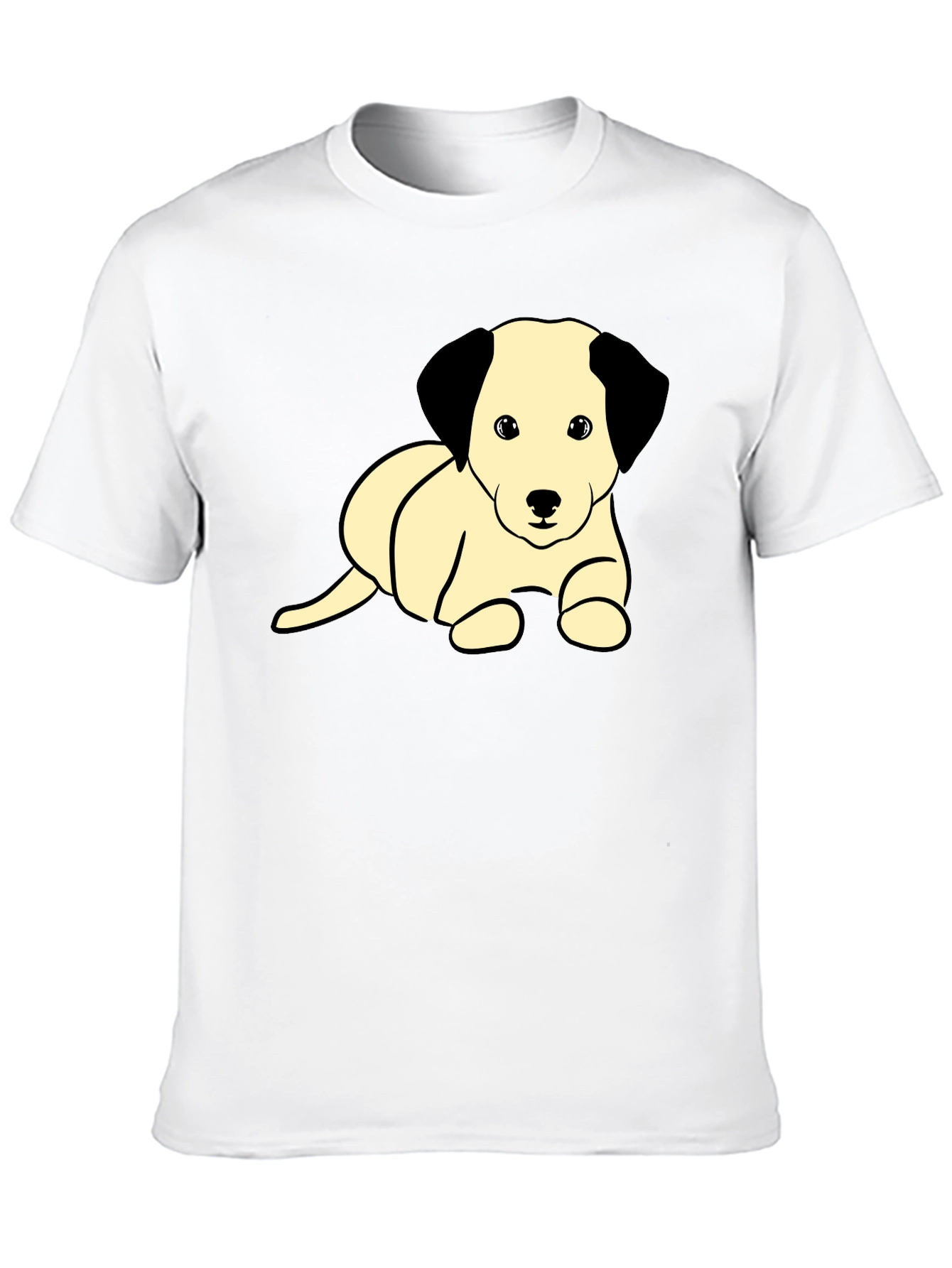 Cute Puppy Graphic T-Shirt - Black Cotton Blend