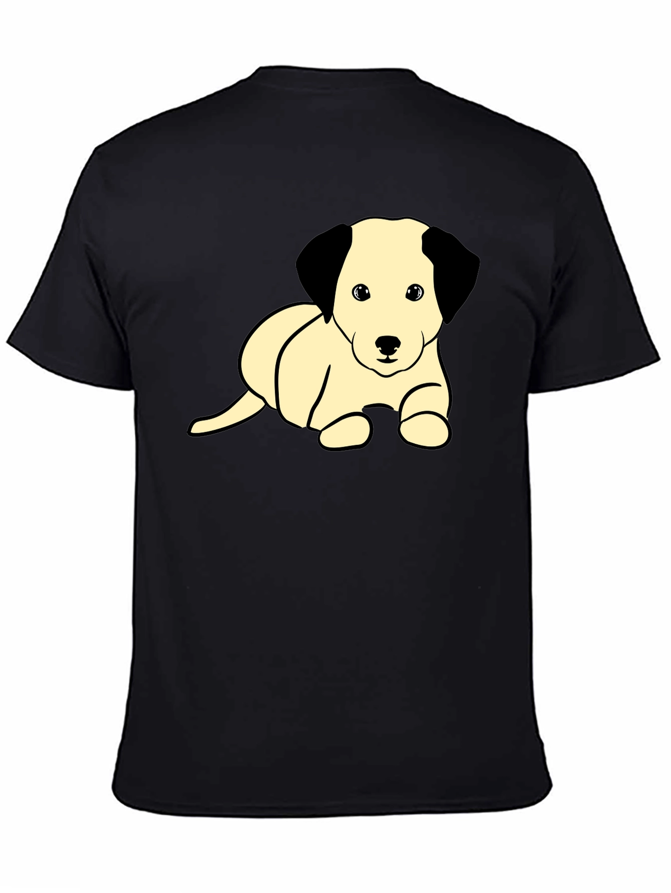 Cute Puppy Graphic T-Shirt - Black Cotton Blend