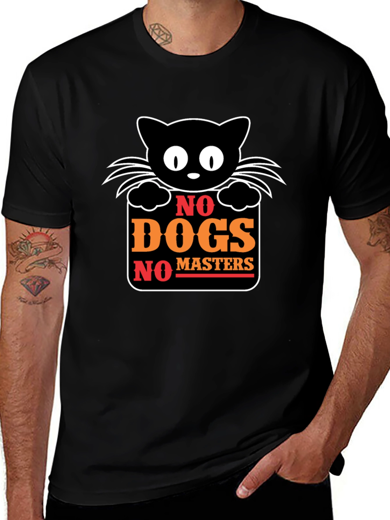 No Dogs No Masters Cat Graphic T-Shirt
