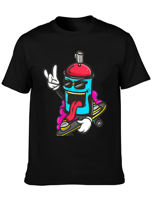Cool Cartoon Spray Can Skateboard T-Shirt