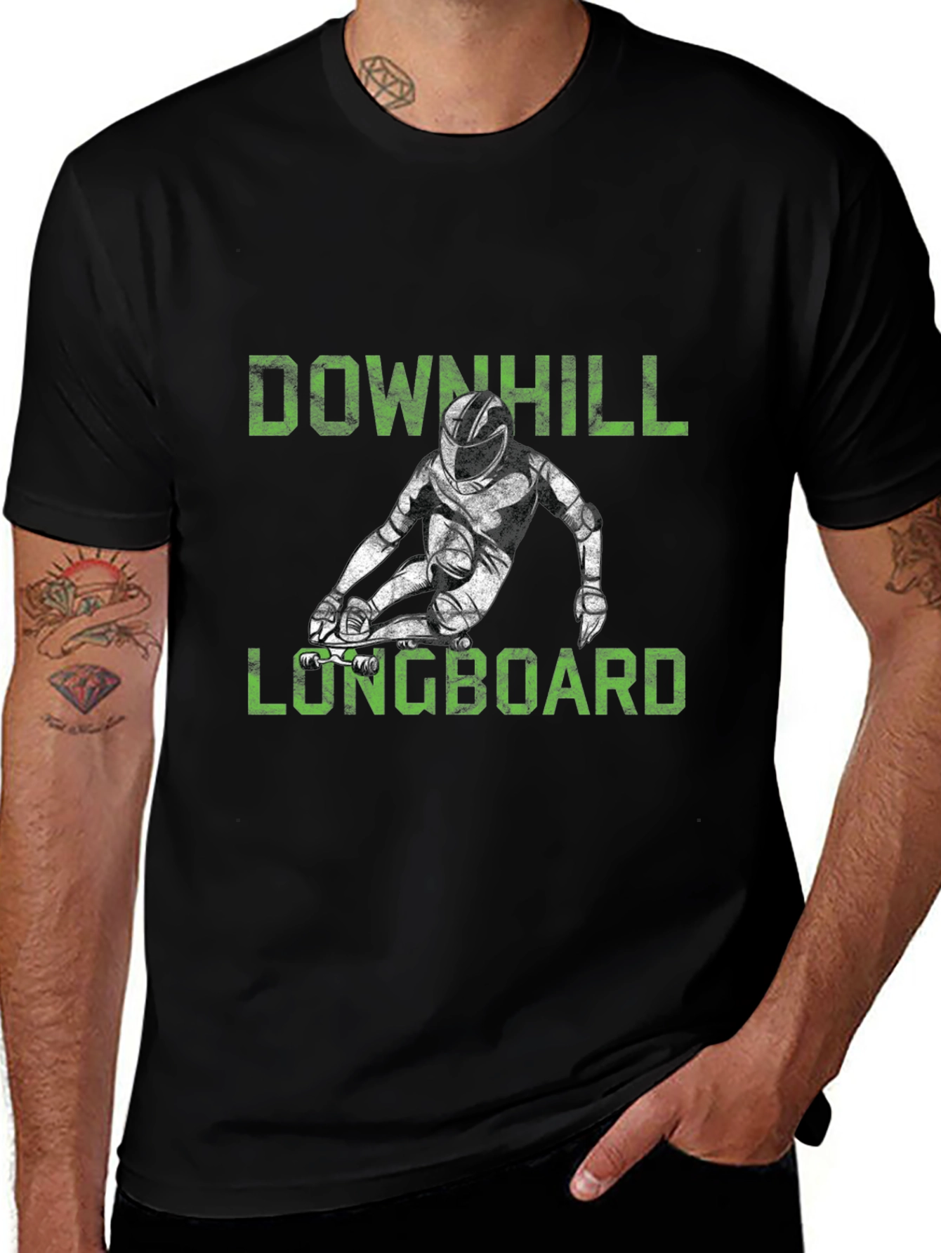 Downhill Longboard Graphic Tee - Black T-Shirt