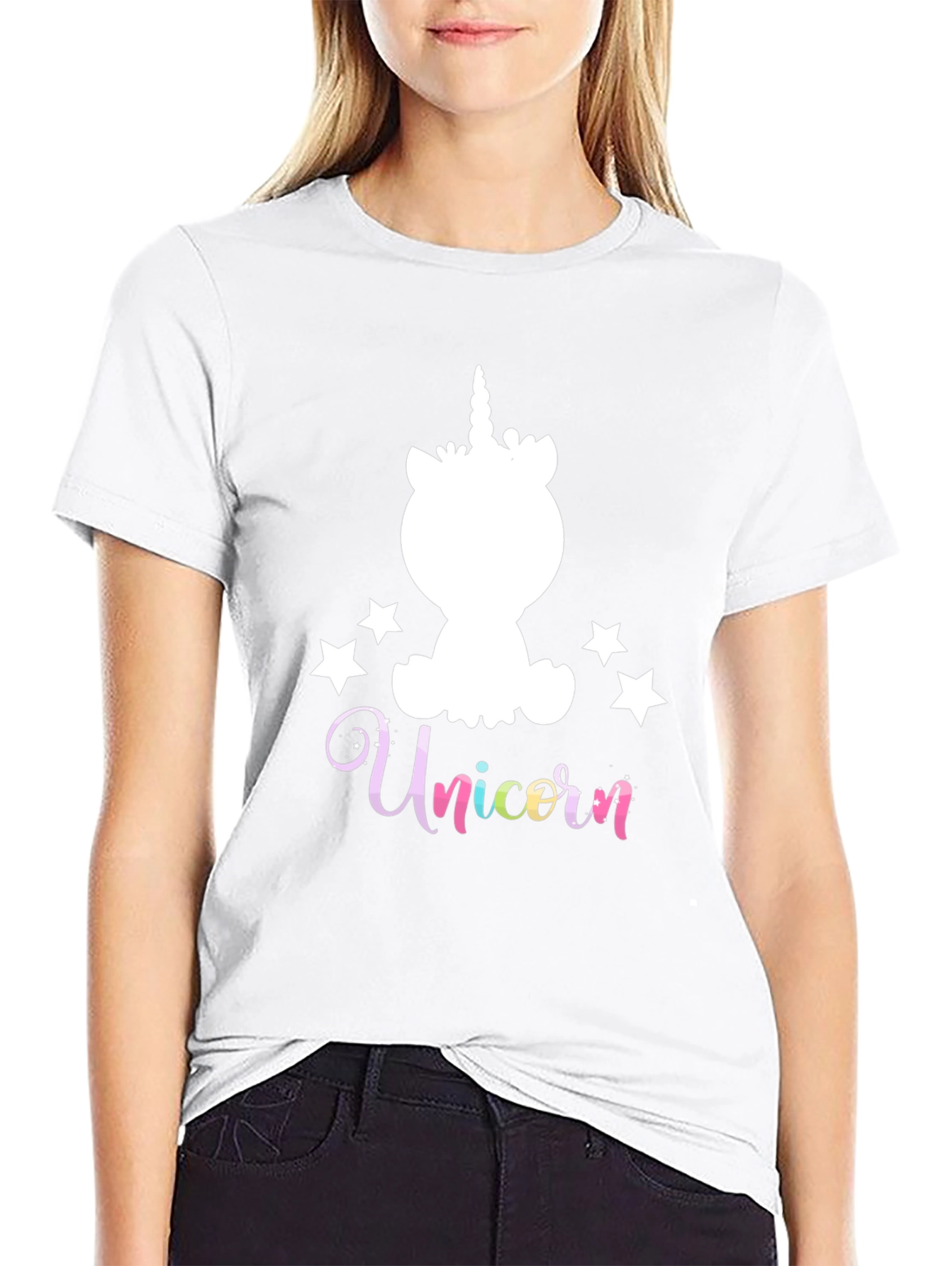 Unicorn Stars Graphic Black T-Shirt