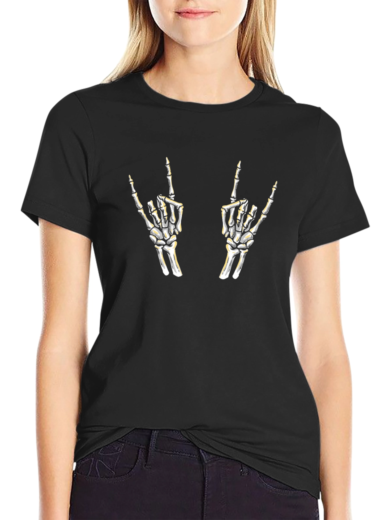 Rock On Skeleton Hands Graphic Tee