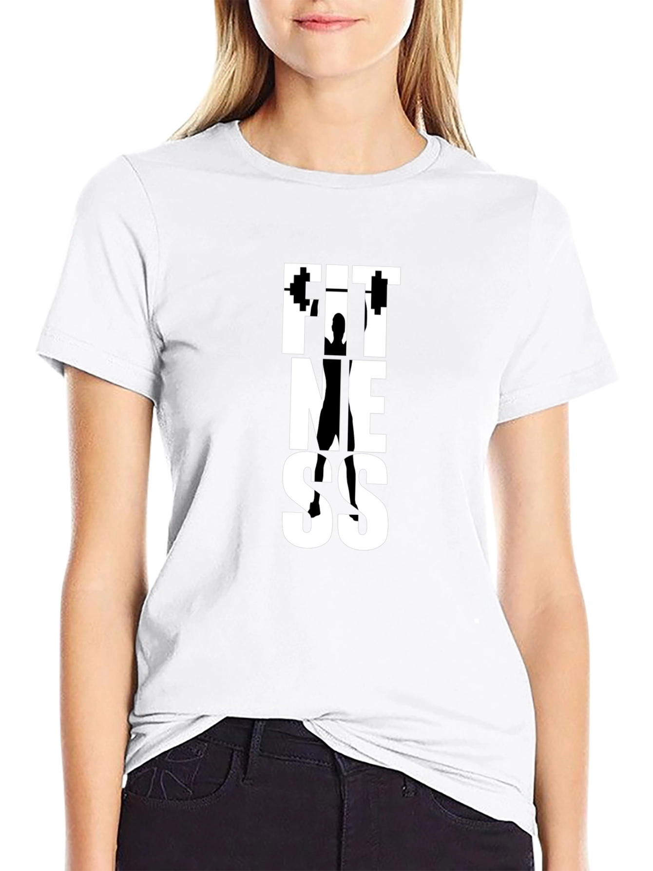 Fitness Graphic Tee - Black Cotton Gym Shirt