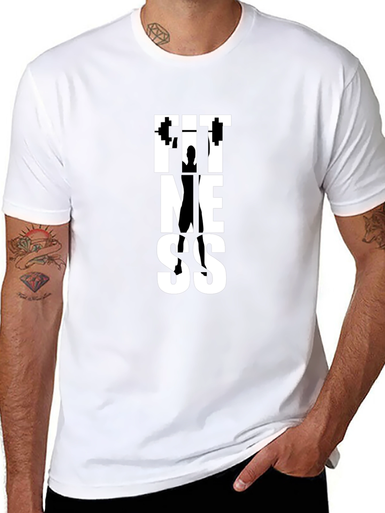Fitness Graphic Tee - Black Cotton Gym Shirt
