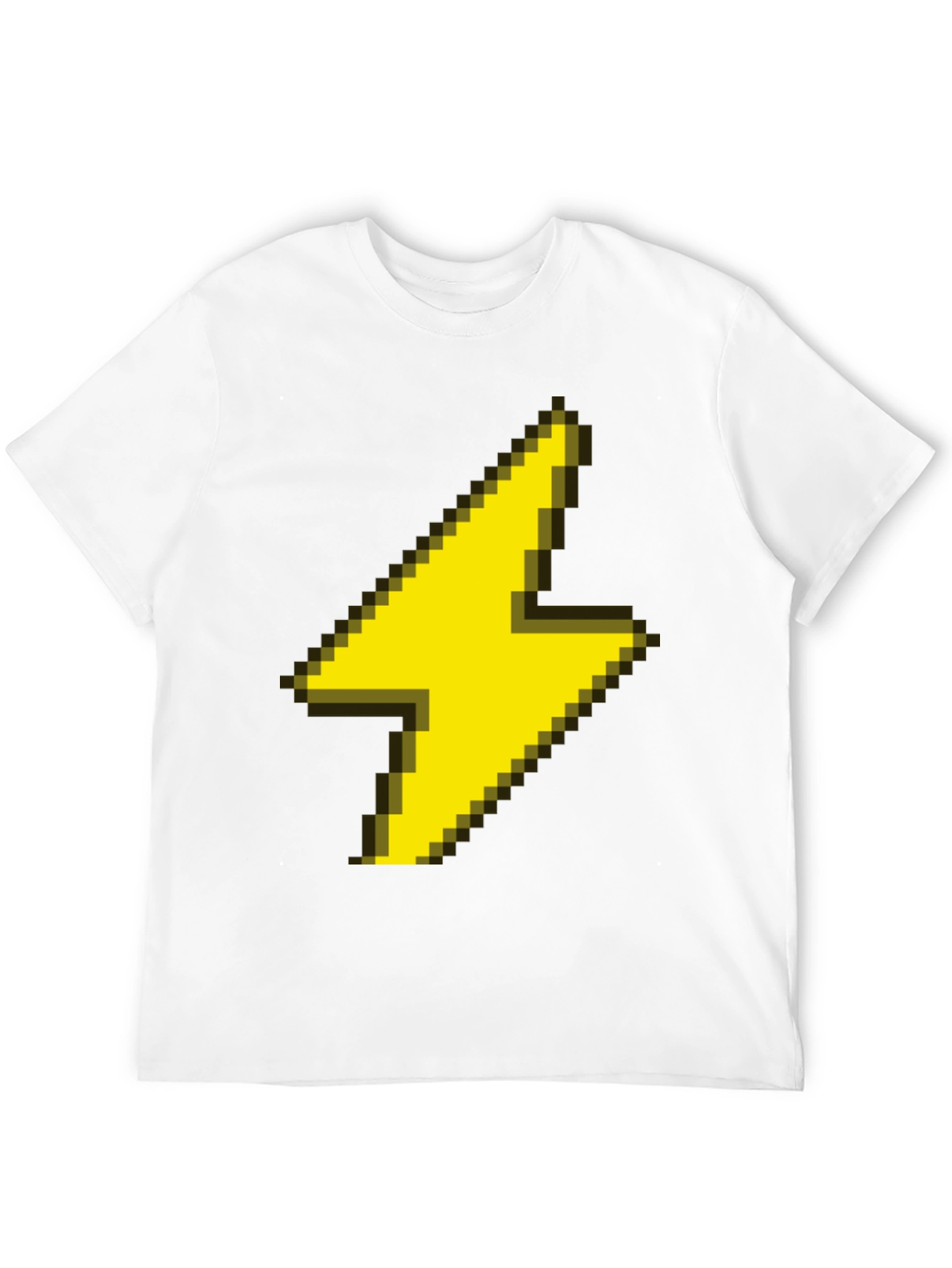 Pixel Lightning Bolt Graphic Tee - Black Casual Shirt