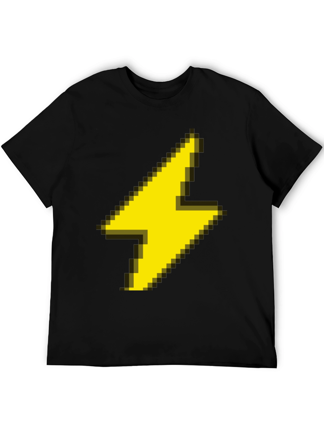 Pixel Lightning Bolt Graphic Tee - Black Casual Shirt