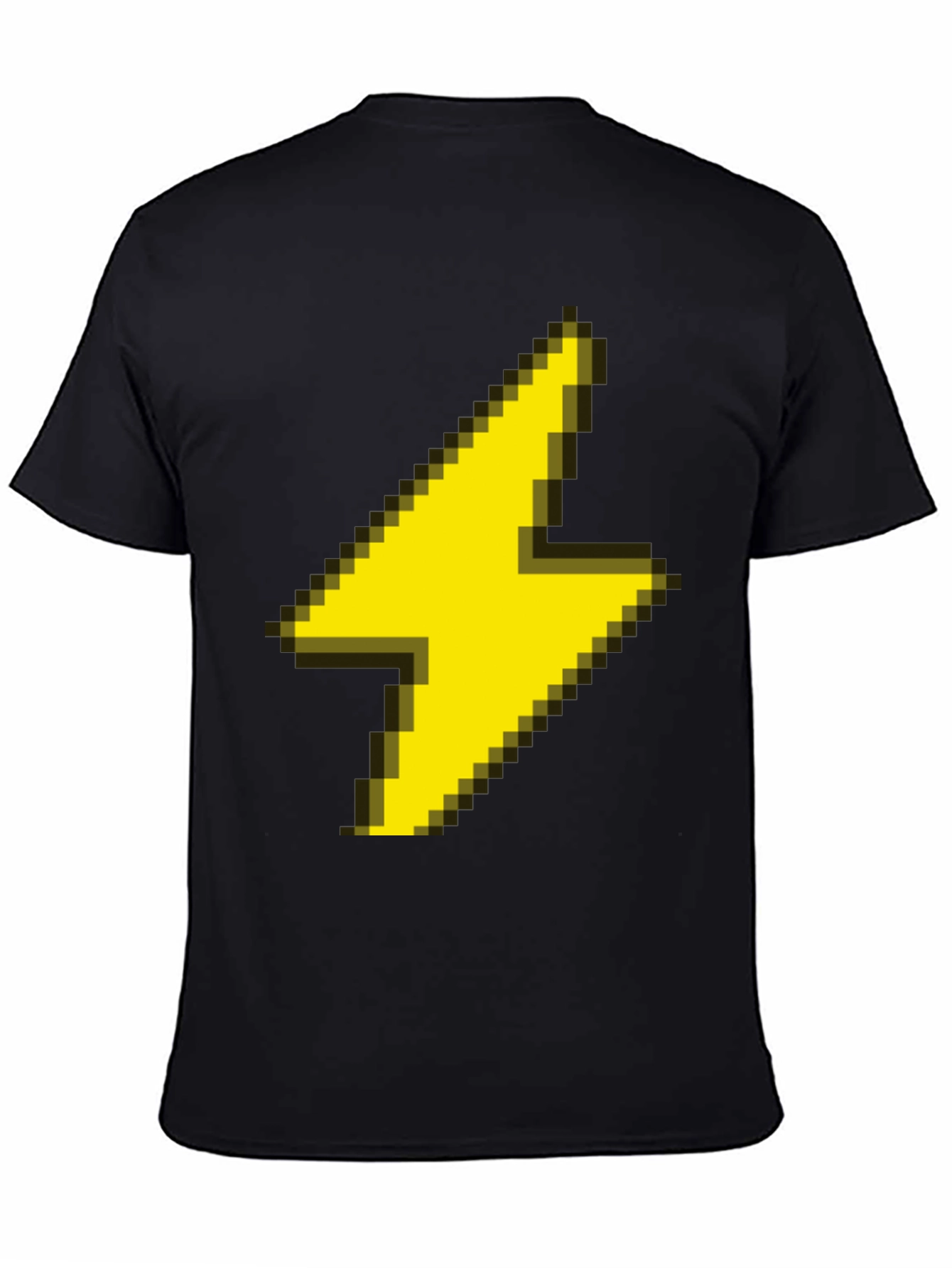 Pixel Lightning Bolt Graphic Tee - Black Casual Shirt