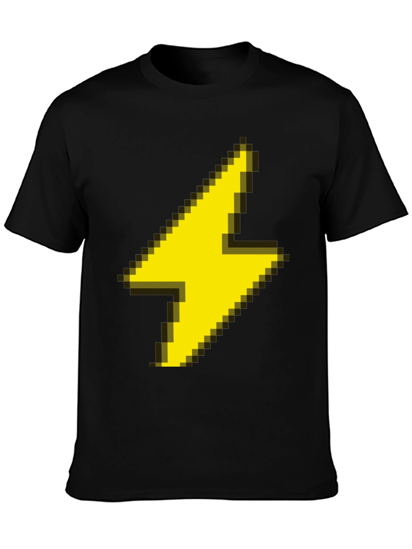 Pixel Lightning Bolt Graphic Tee - Black Casual Shirt