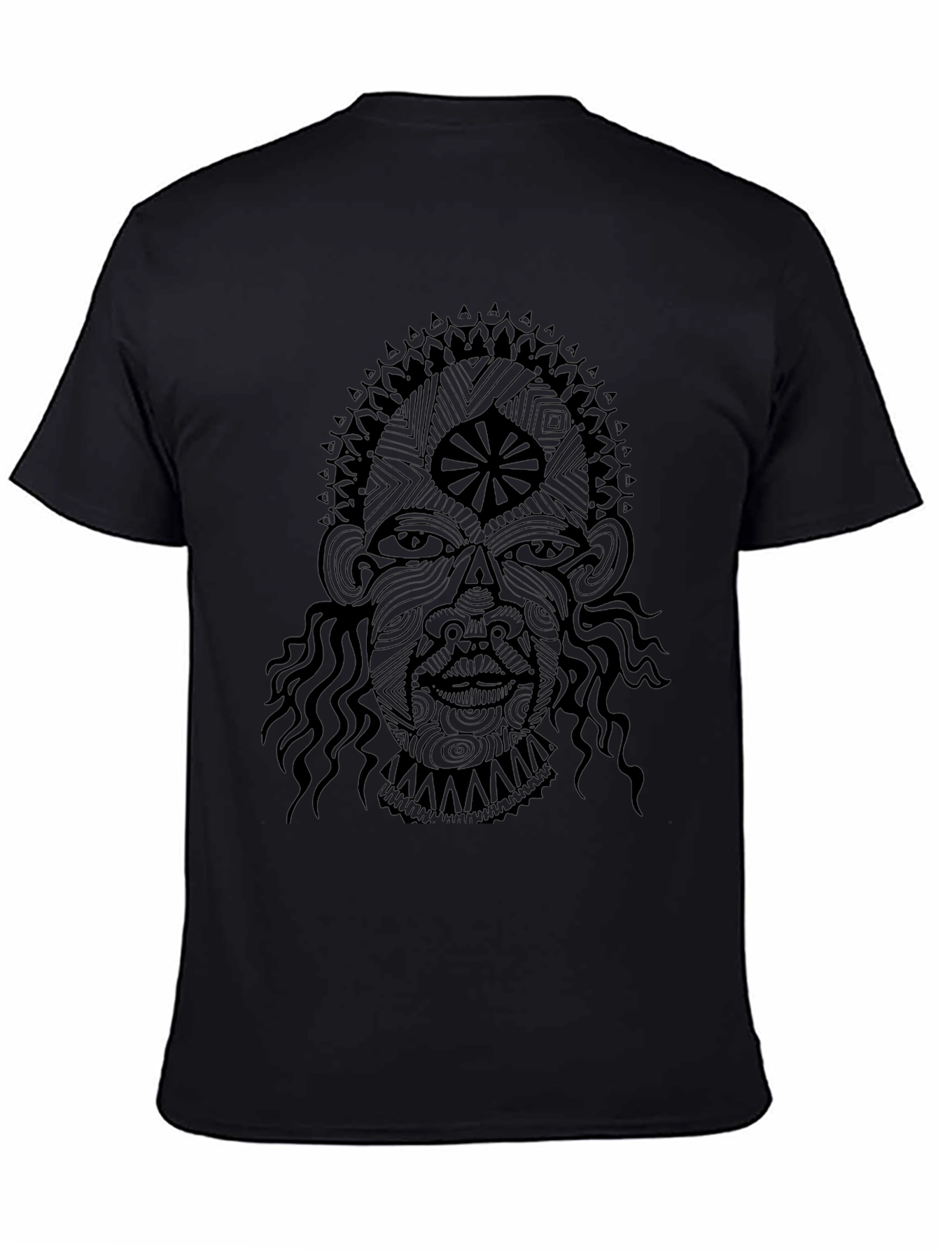 Abstract Face Graphic Black T-Shirt