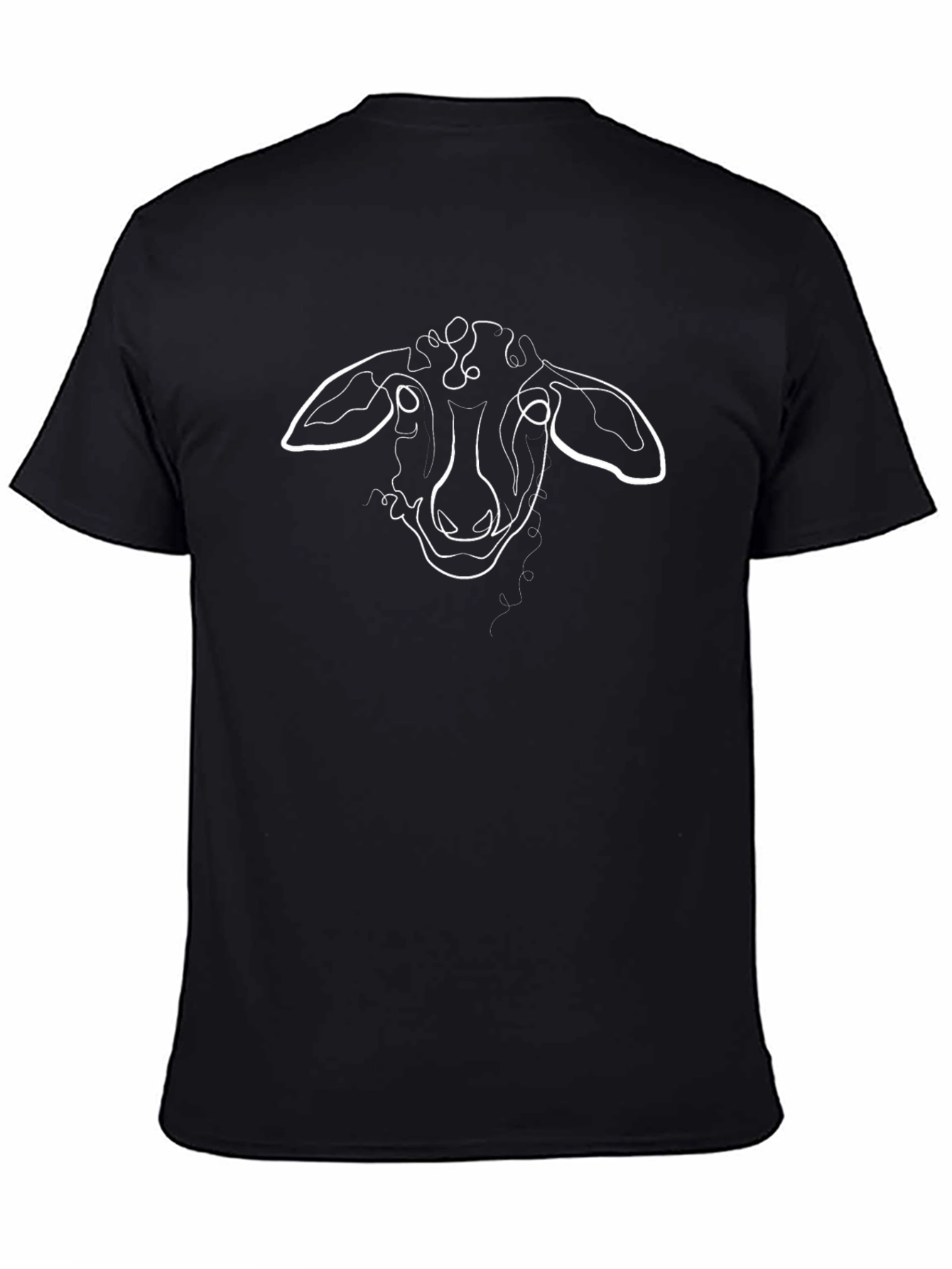 Abstract Sheep Line Art Black T-Shirt