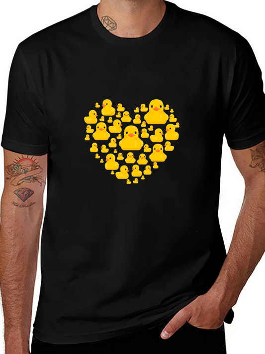 Rubber Duck Heart Graphic Tee - Black Cotton T-Shirt