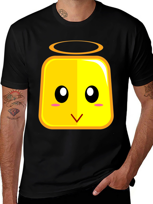 Cute Angel Block Face T-Shirt - Black