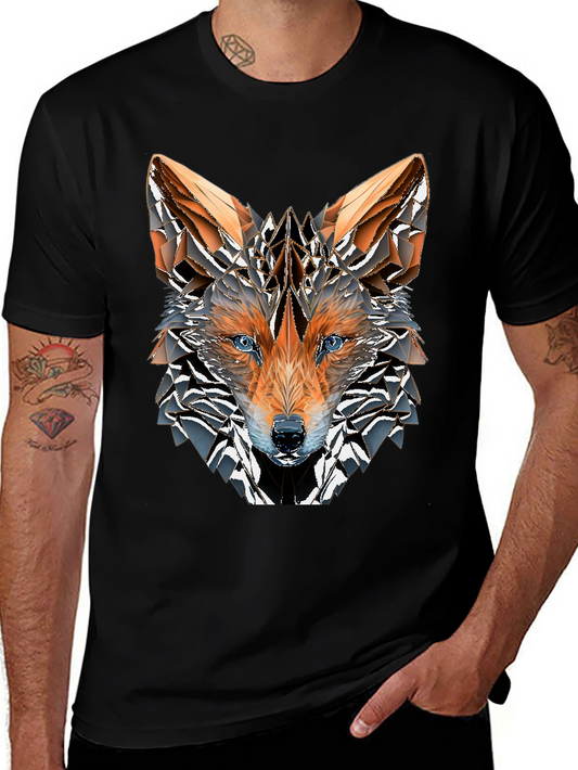 Geometric Fox Graphic Tee - Mens Black T-Shirt