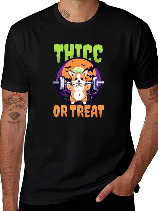 Thicc or Treat Halloween Dog Weightlifting T-Shirt