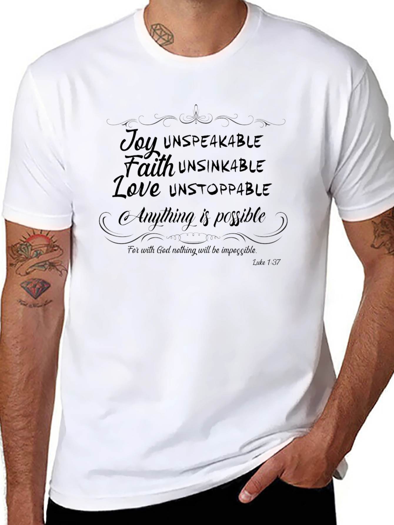 Inspirational Christian T-Shirt: Joy Faith Love
