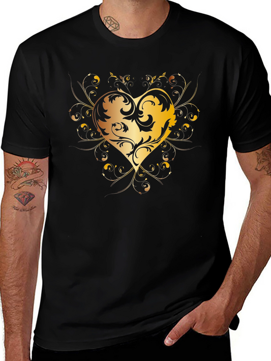 Golden Heart Swirl Black Tee