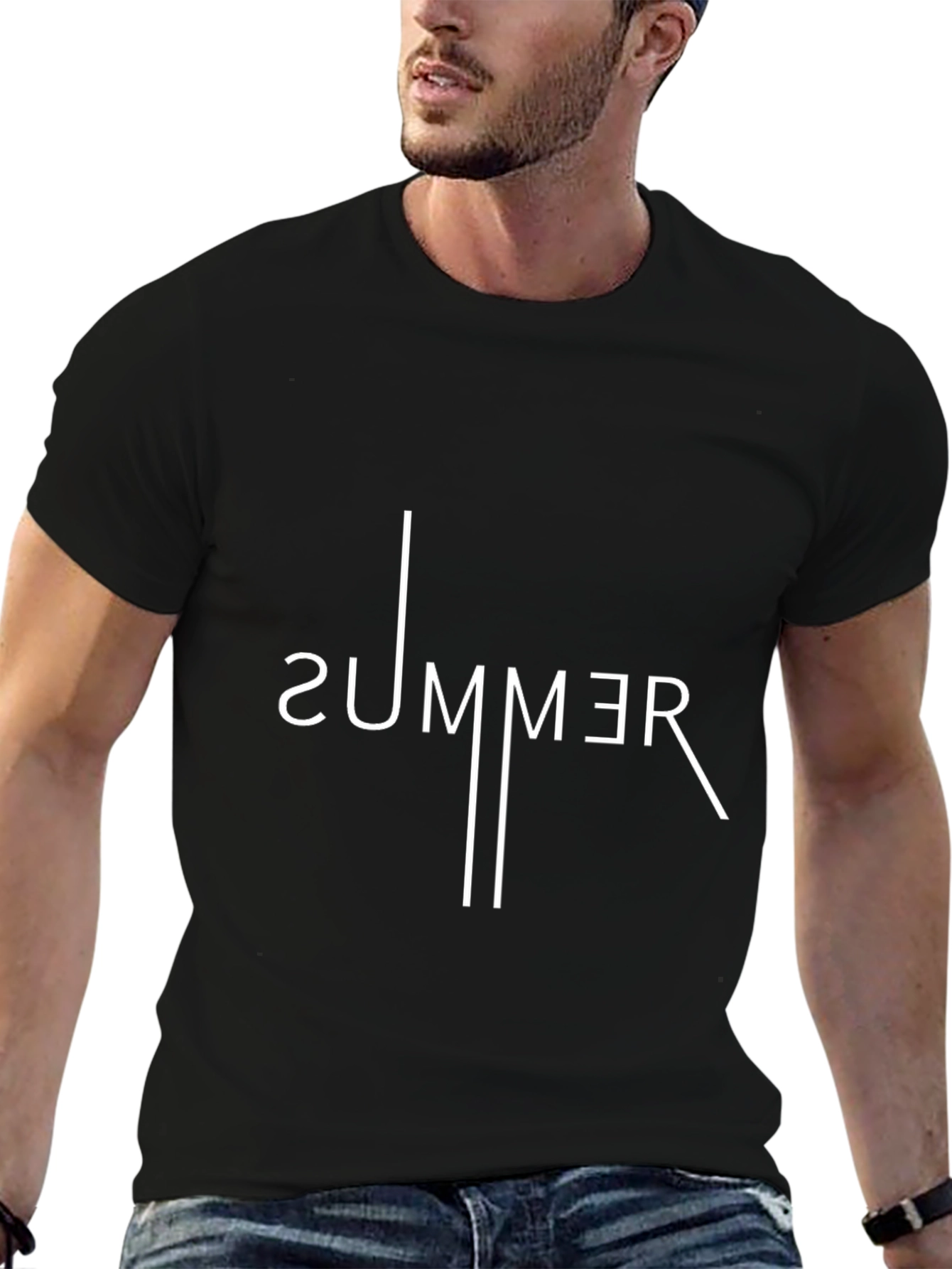 Modern Summer Graphic Tee - Black Casual Shirt