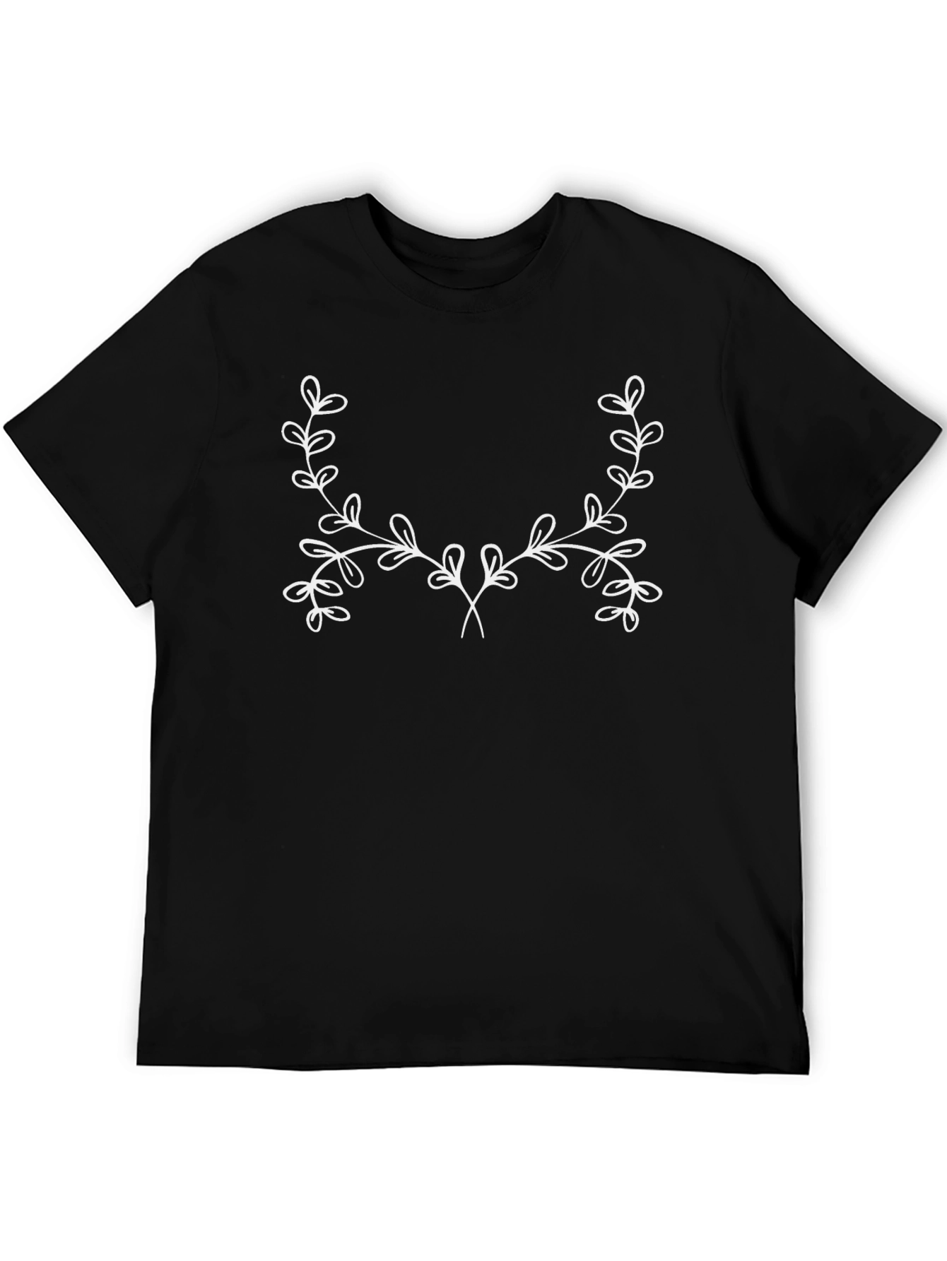 Elegant Botanical Print T-Shirt - Soft Black Cotton Blend