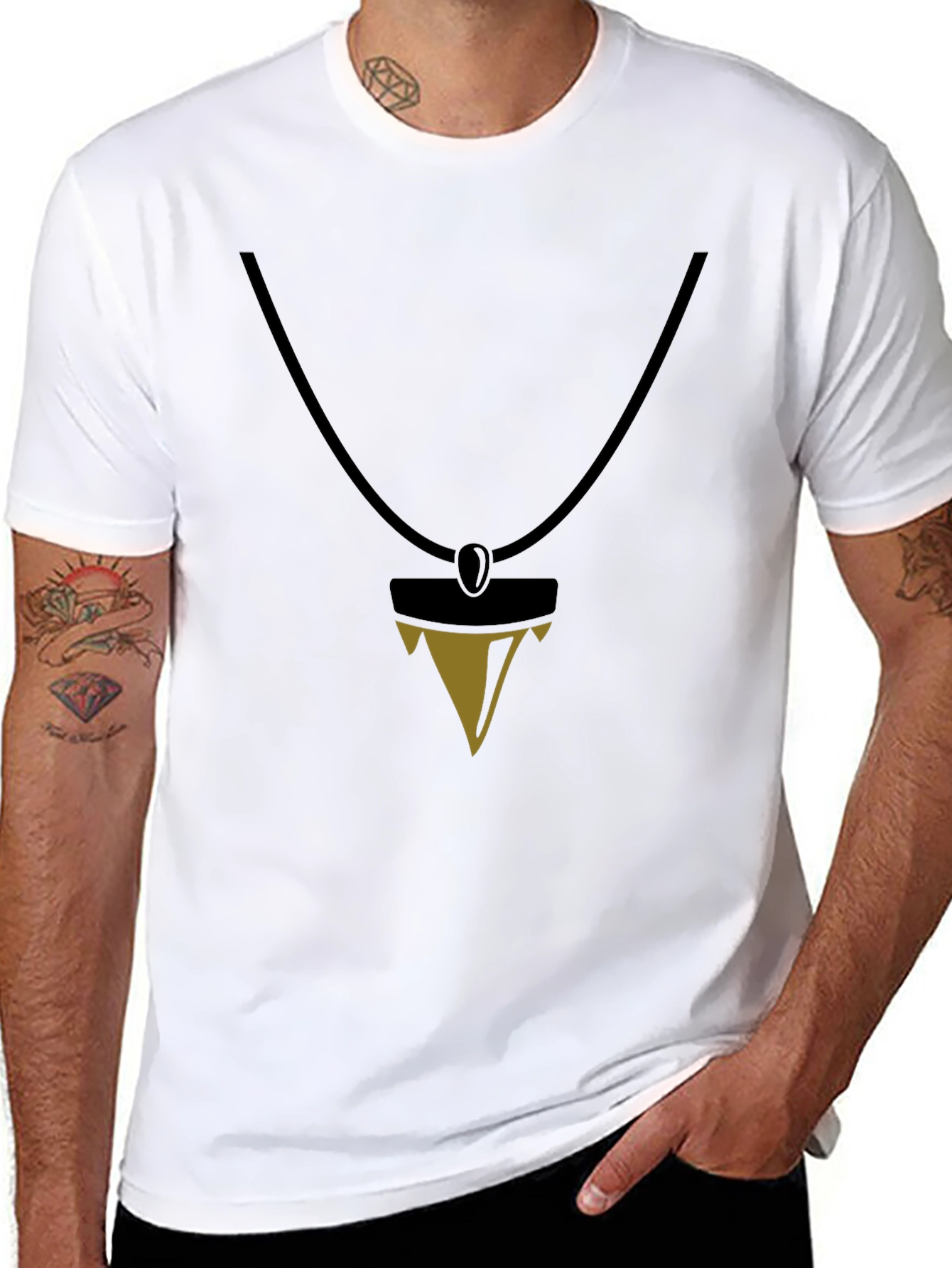 Black T-Shirt with Pendant Design