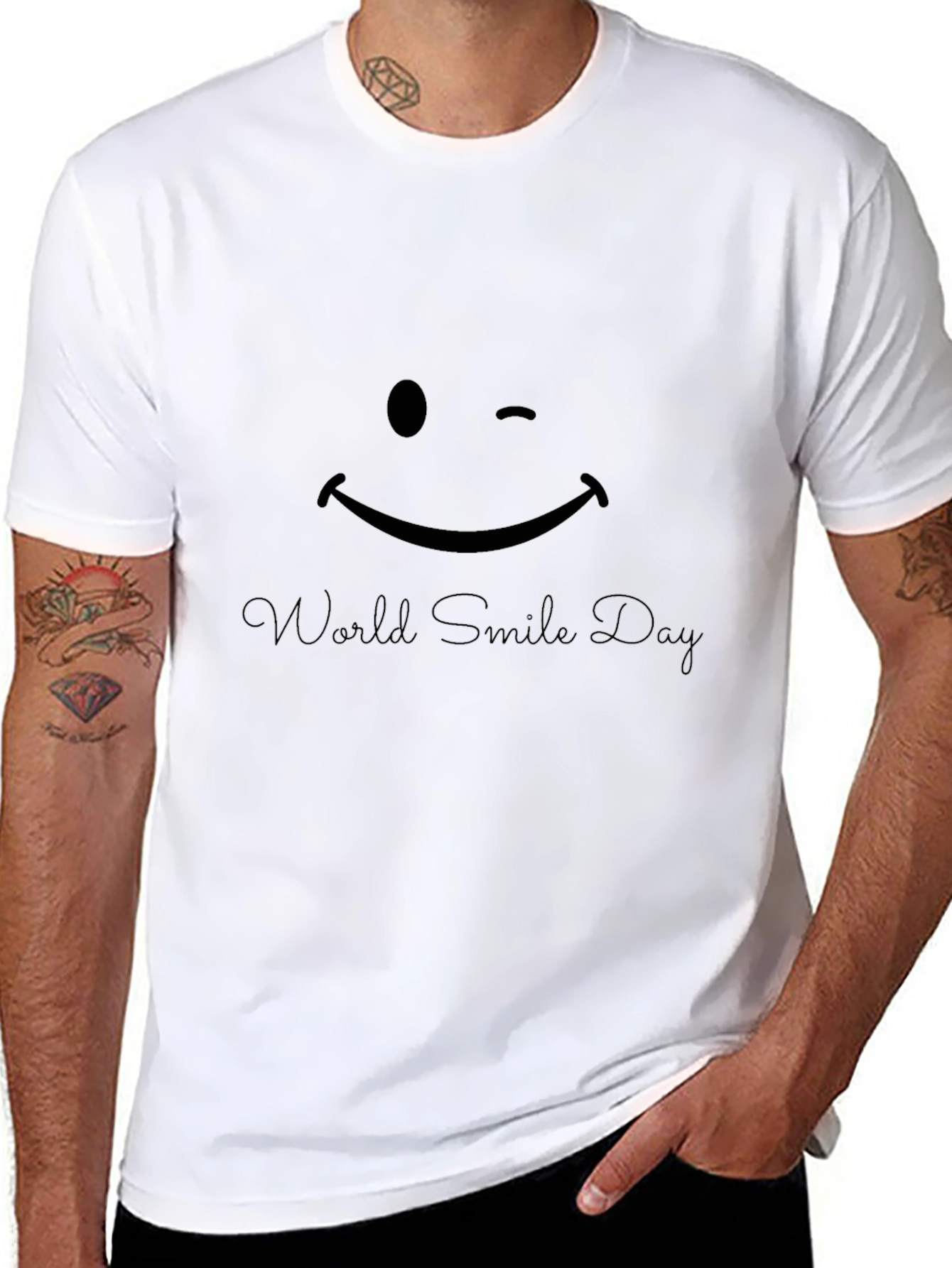 World Smile Day Wink Emoji Black T-Shirt