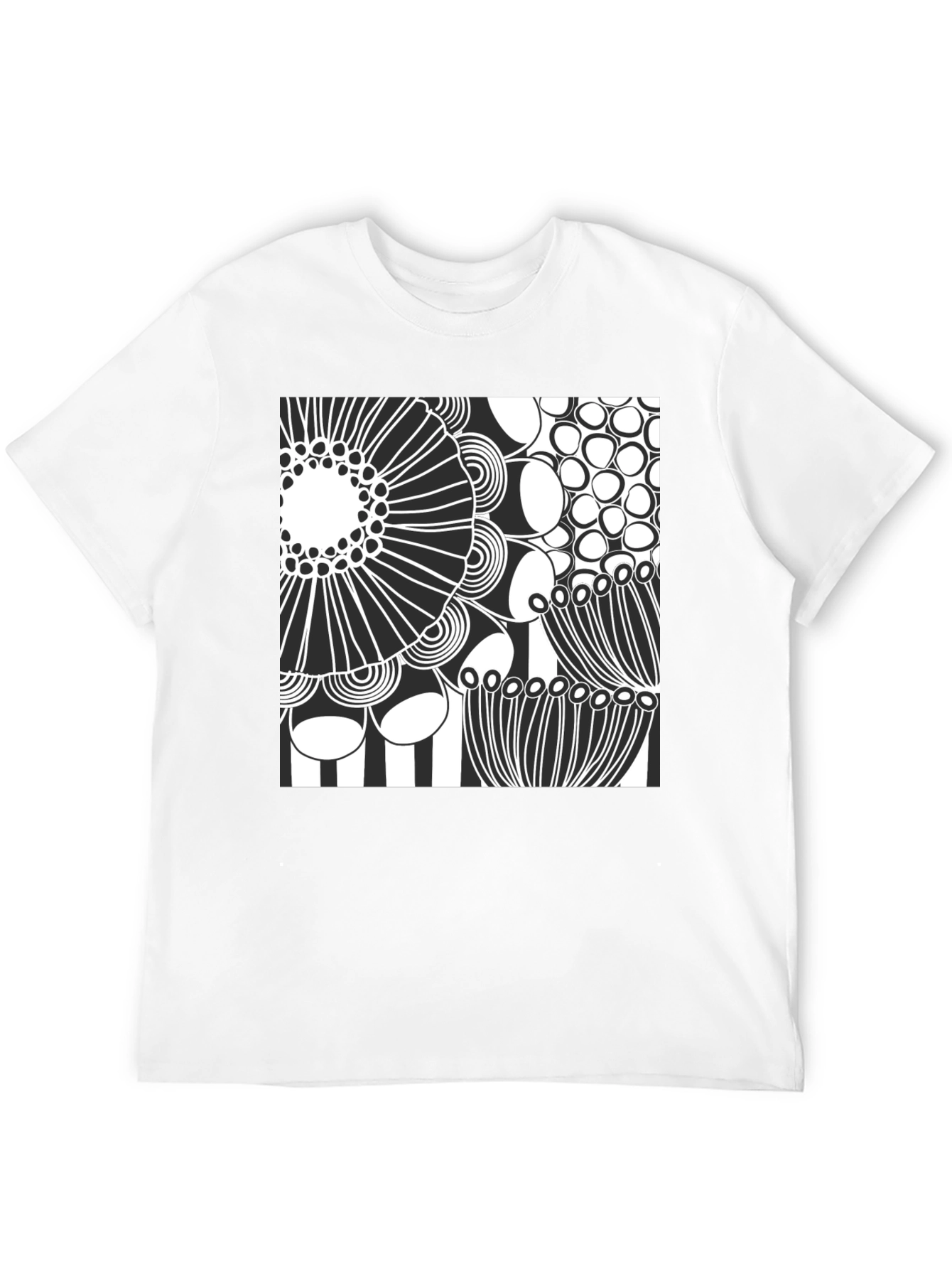 Modern Abstract Graphic Print Black T-Shirt