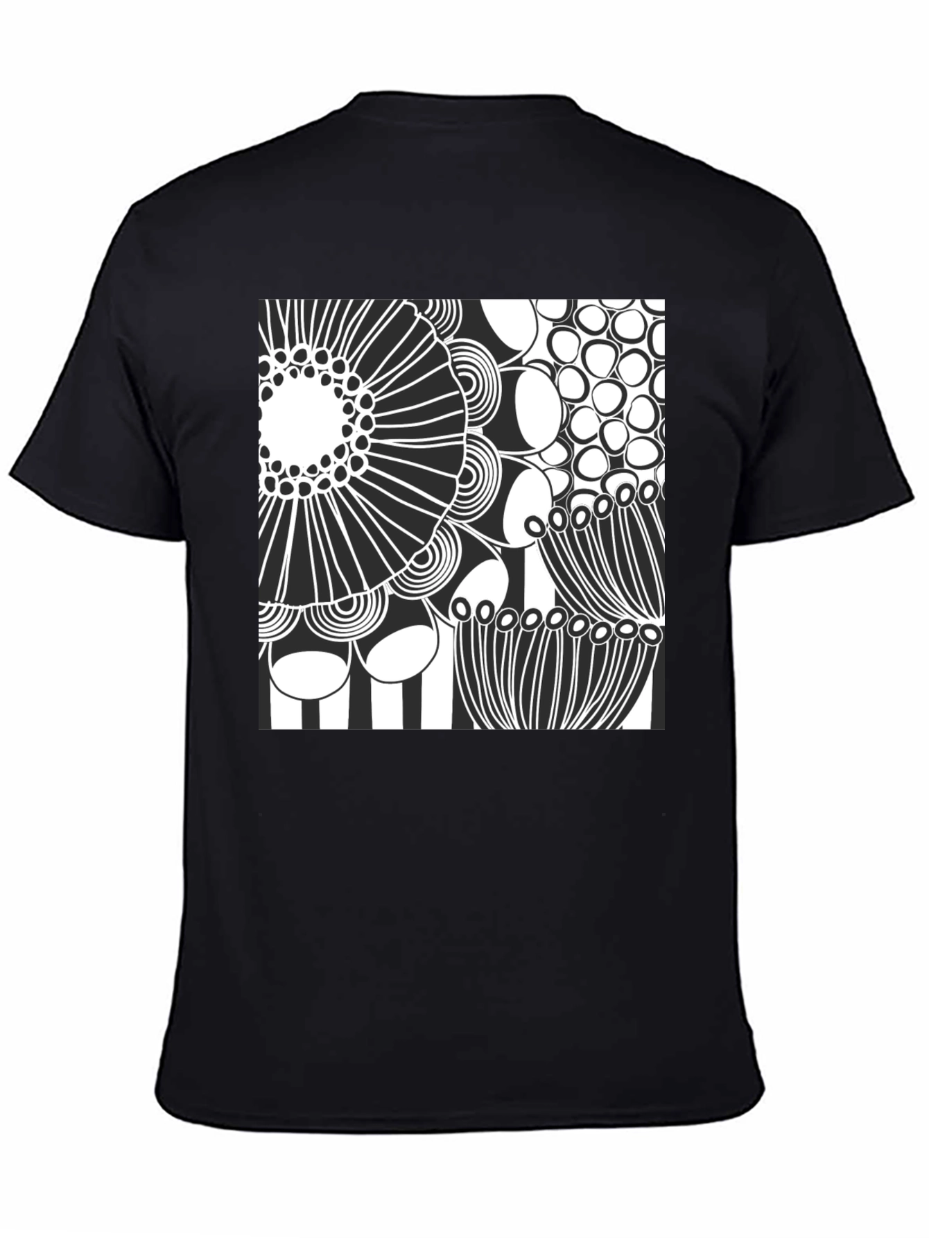 Modern Abstract Graphic Print Black T-Shirt