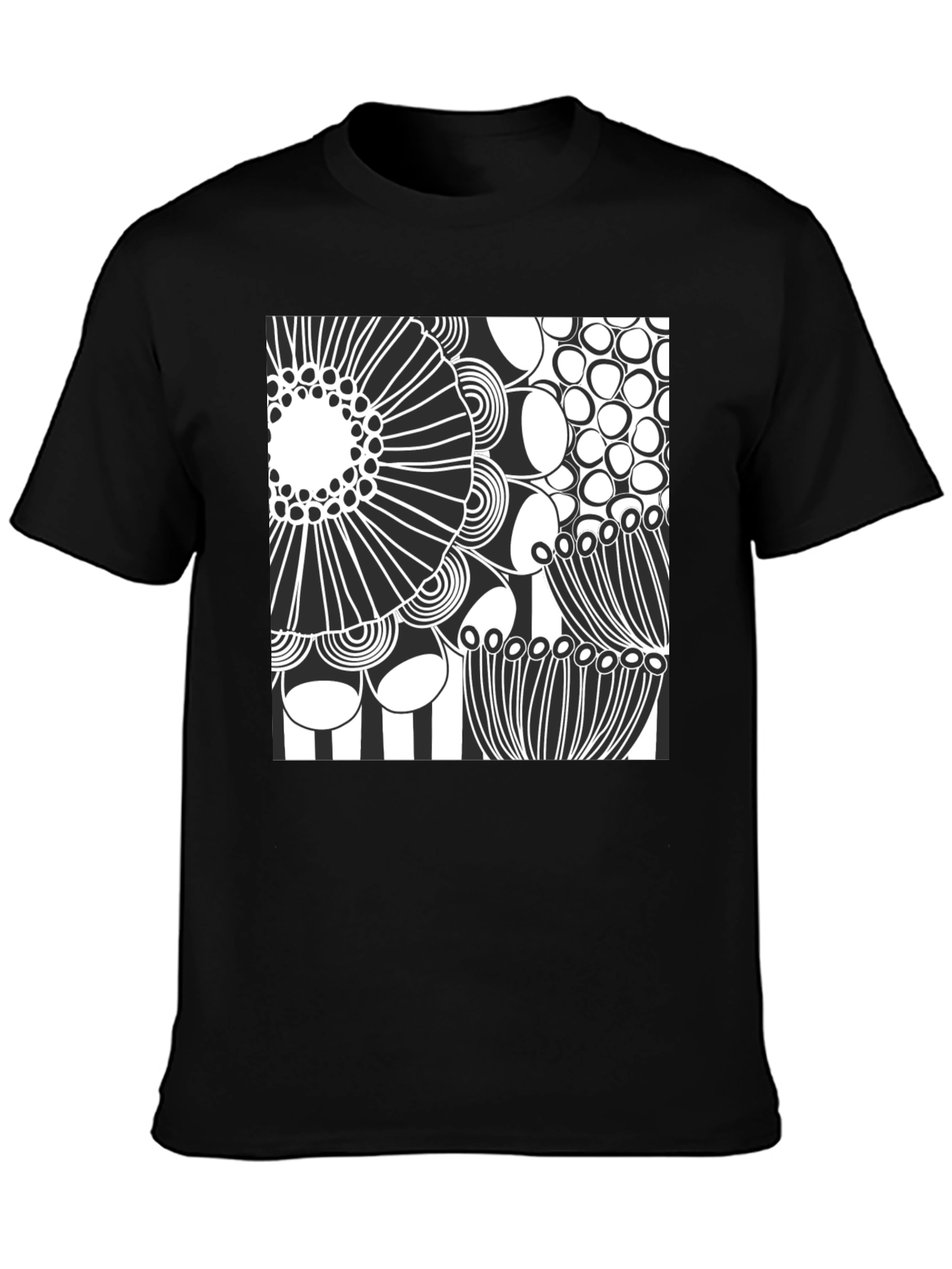 Modern Abstract Graphic Print Black T-Shirt