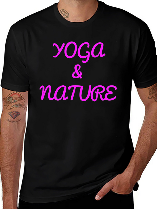Yoga & Nature Graphic Tee - Casual Black T-Shirt