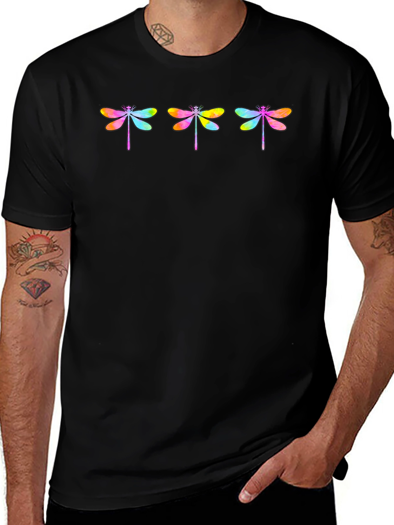 Rainbow Dragonfly Graphic T-Shirt