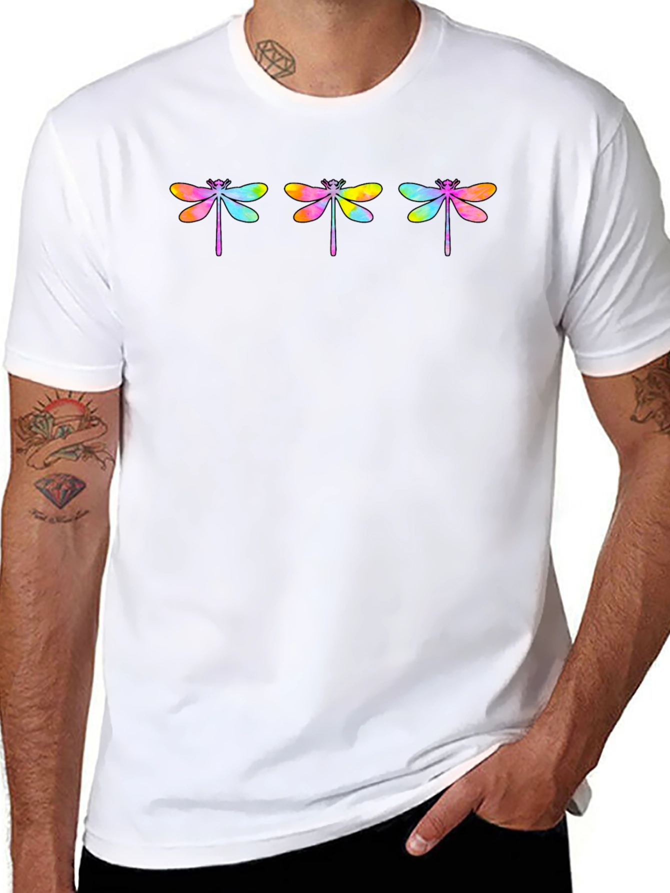 Rainbow Dragonfly Graphic T-Shirt