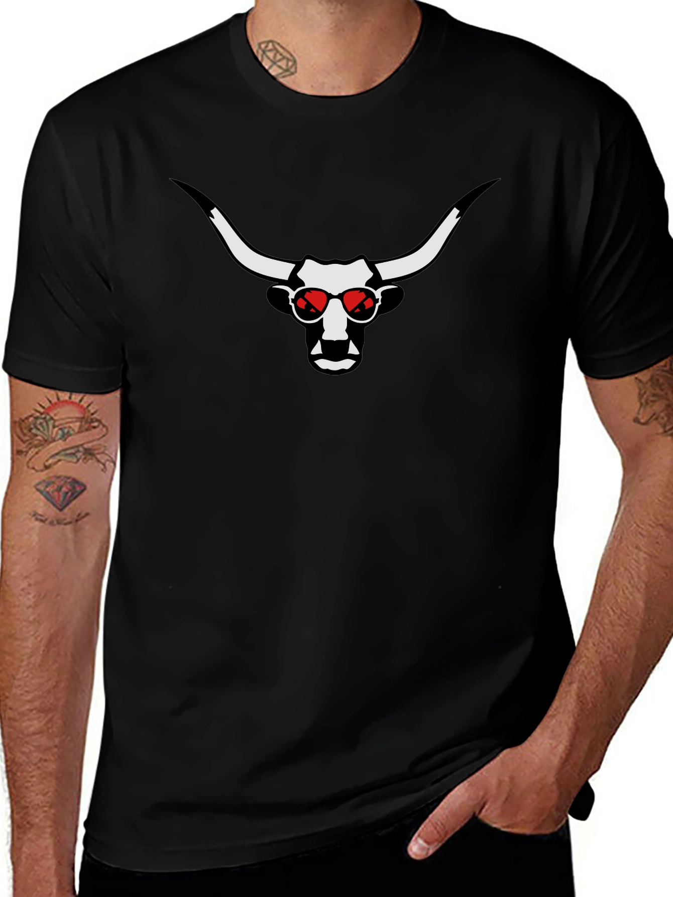 Cool Bull Graphic Tee - Red Sunglasses Black T-Shirt